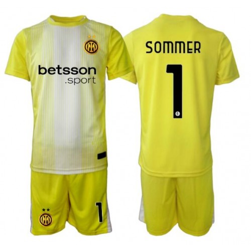 Stroje piłkarskie Inter Milan Yann Sommer #1 Bramkarskie Koszulka Wyjazdowej dla dzieci 2025-26 Krótki Rękaw (+ szorty)